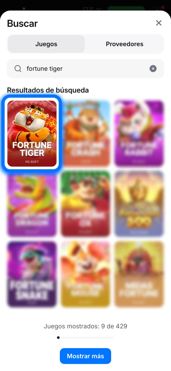 Busca Fortune Tiger en el sitio oficial de 1win, ajusta tu apuesta y empieza a jugar.